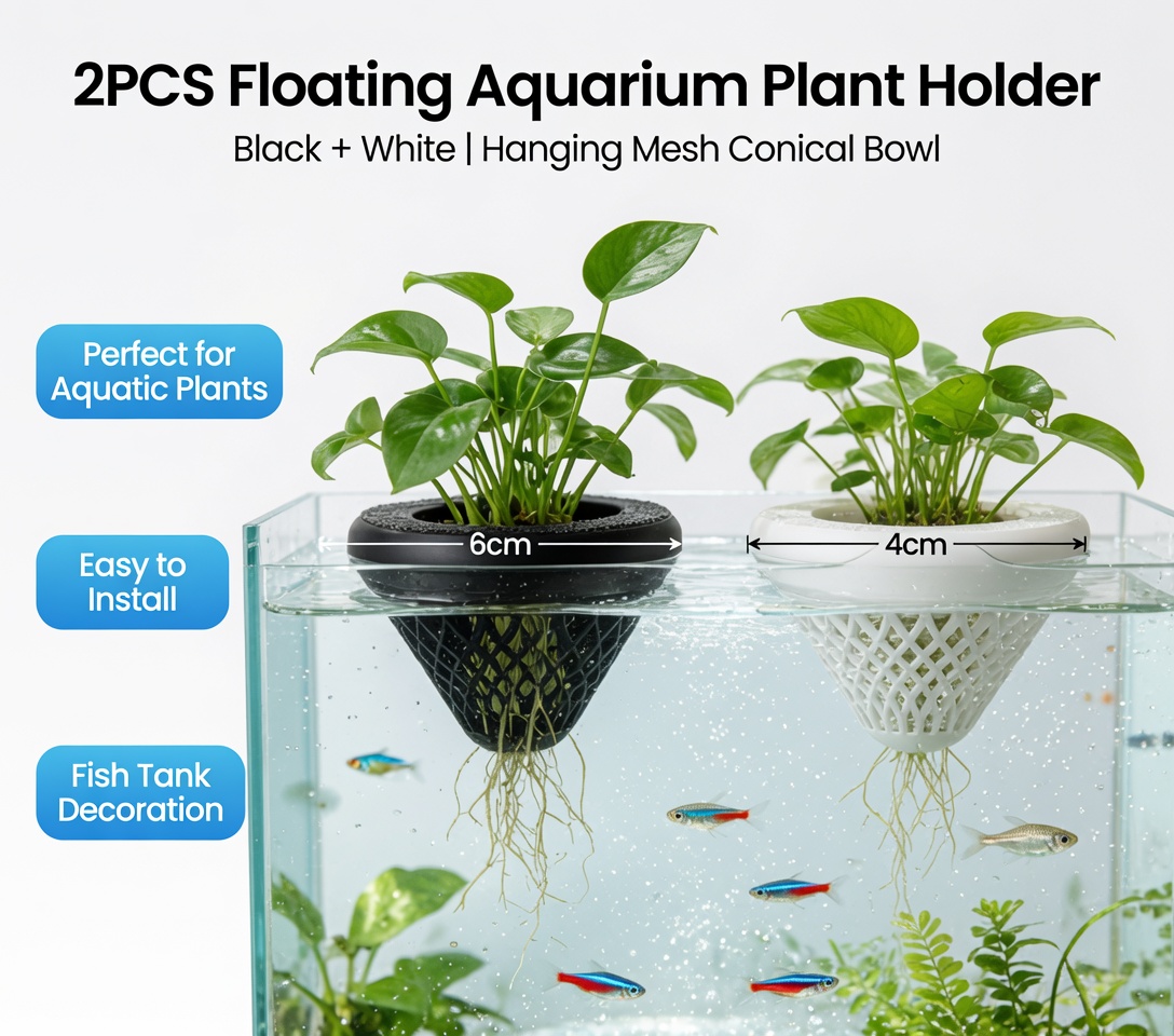 قطعتان من حامل النباتات العائم - مراجعة Plant Aquarium Pot وسعره