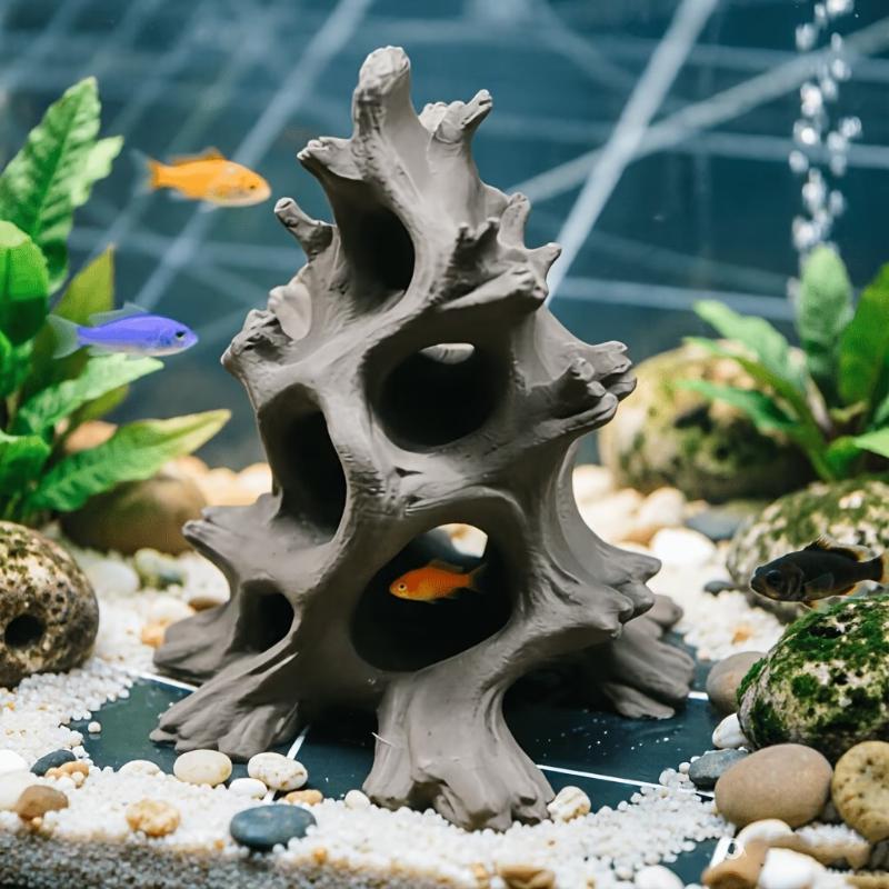كهف أسماك خشبي متعدد الثقوب مخ - مراجعة Aquarium Driftwood وسعره
